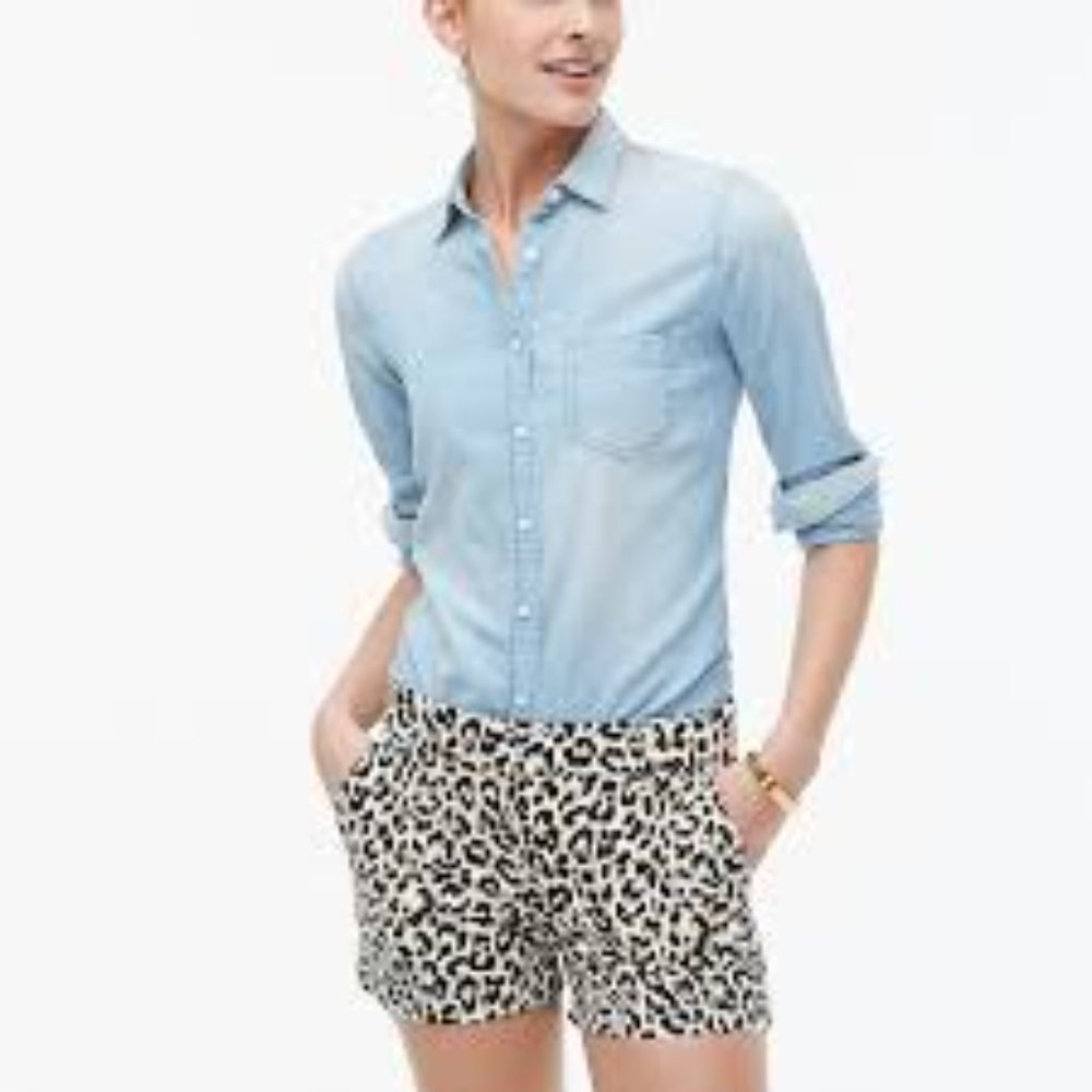 J. Crew Leopard Classic Chino Shorts (10, 12)